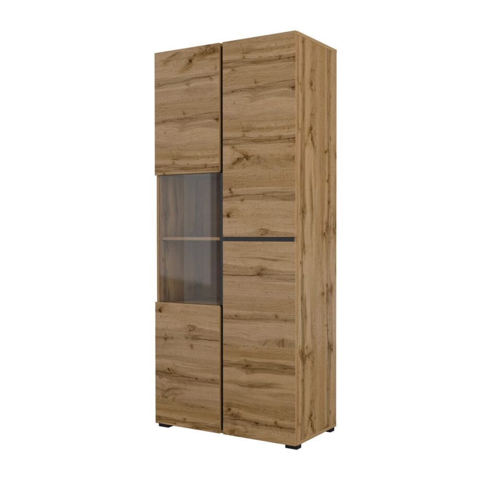 vitrinskåp kors 3 dörrar - wotan ek - svart