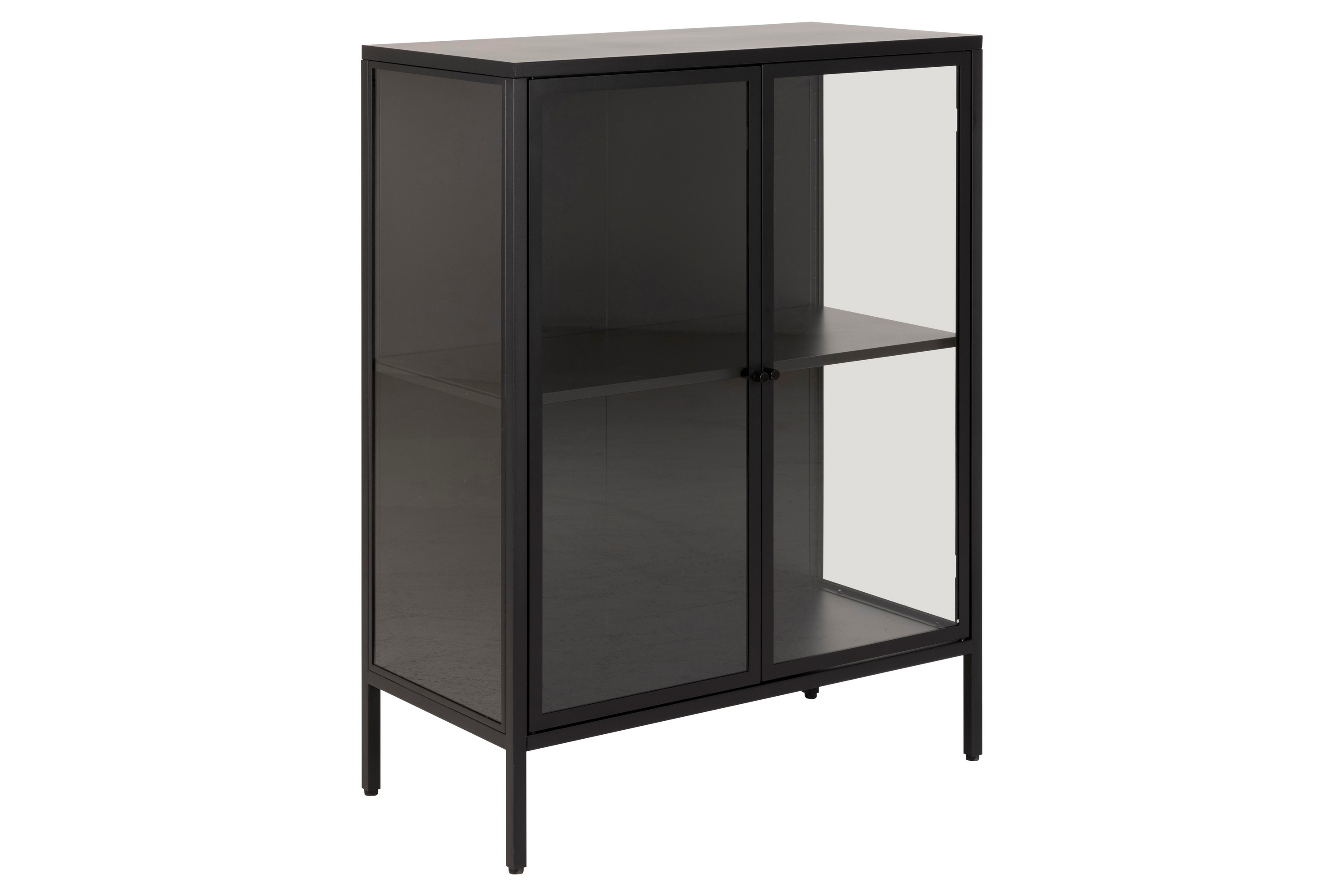 sakie vitrinskåp 40 cm djup 80 cm bred 98,7 cm hög metall glas - svart