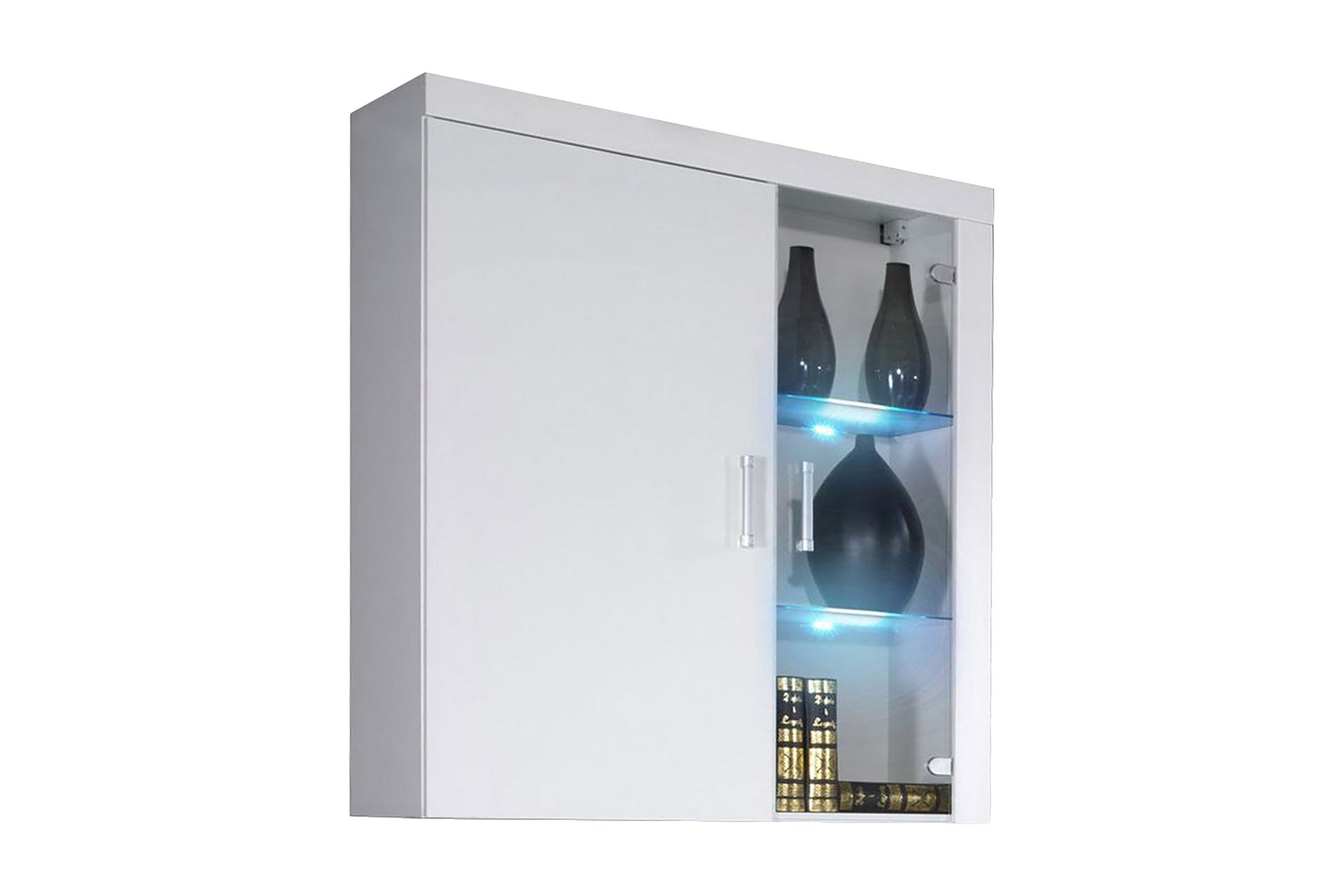 samba lågt vitrinskåp rgb led belysning 35 cm djup 90 cm bred 111 cm hög ljust trä glas - vit