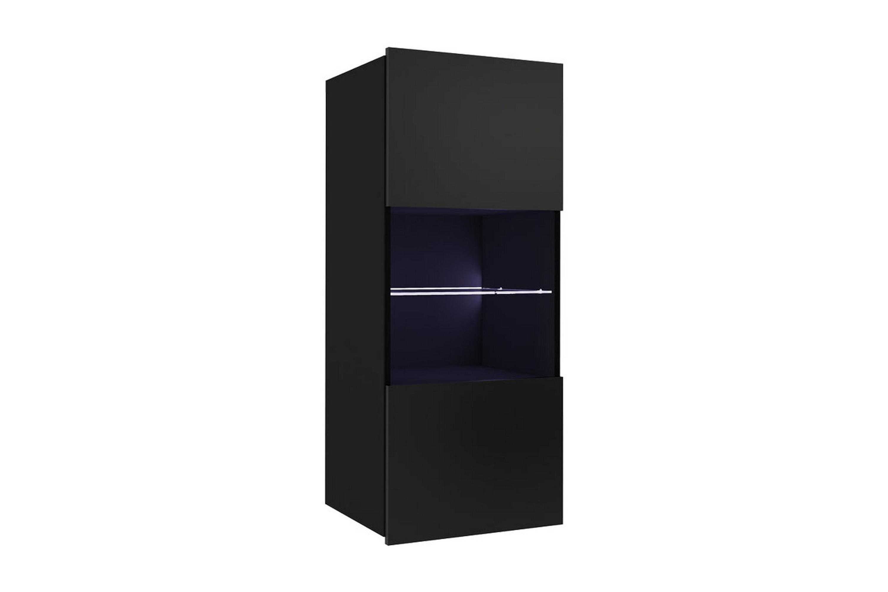scandinavian choice frick smalt vägghängt vitrinskåp 32 cm djup 45 cm bred 117 cm hög mörkt trä glas - svart