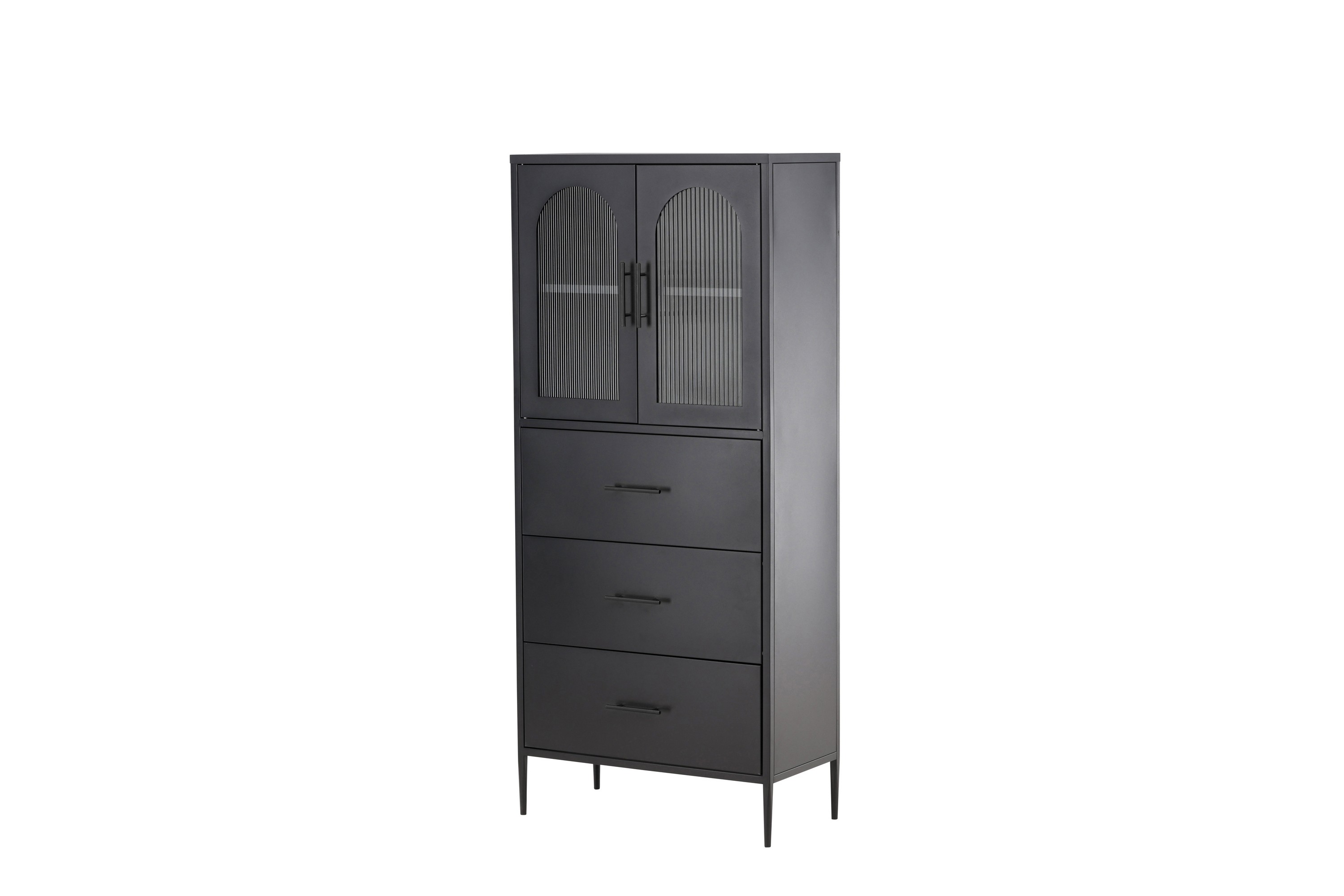 Venture Home La Paz Vitrinskåp 35 cm djup 70 cm bred 160 cm hög Mörkt Stål Svart