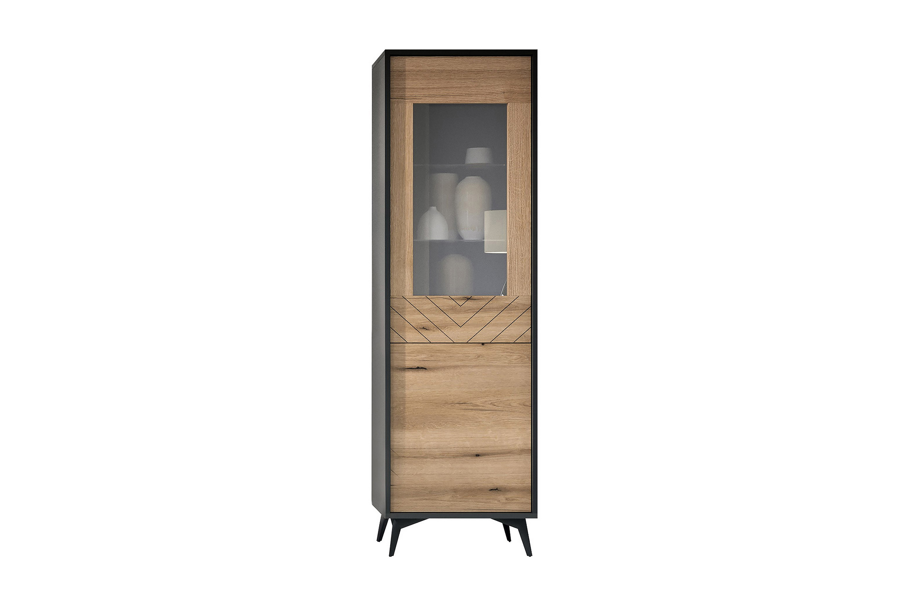 Vitrinskåp 39 cm djup 54 cm bred 178 cm hög TräEk Glas SvartEk