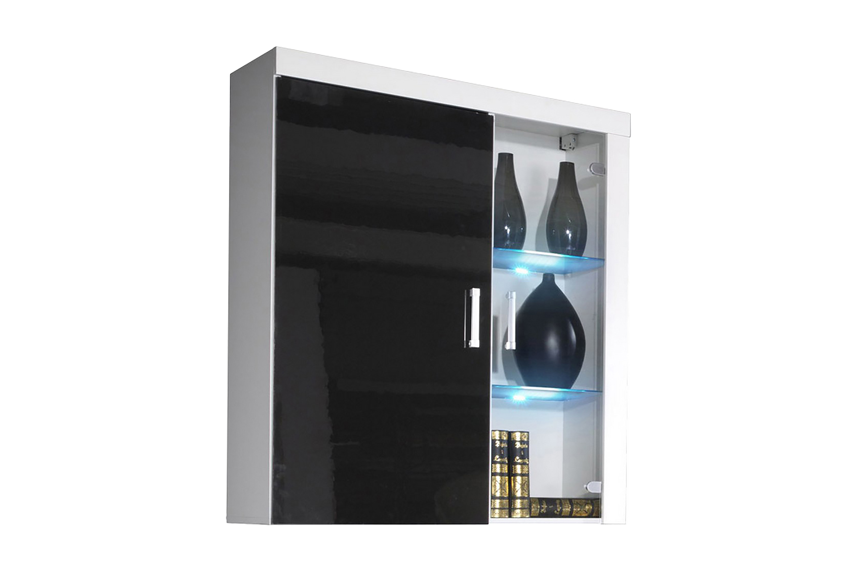 vitrinskåp samba 90x35x111 cm - svart/vit