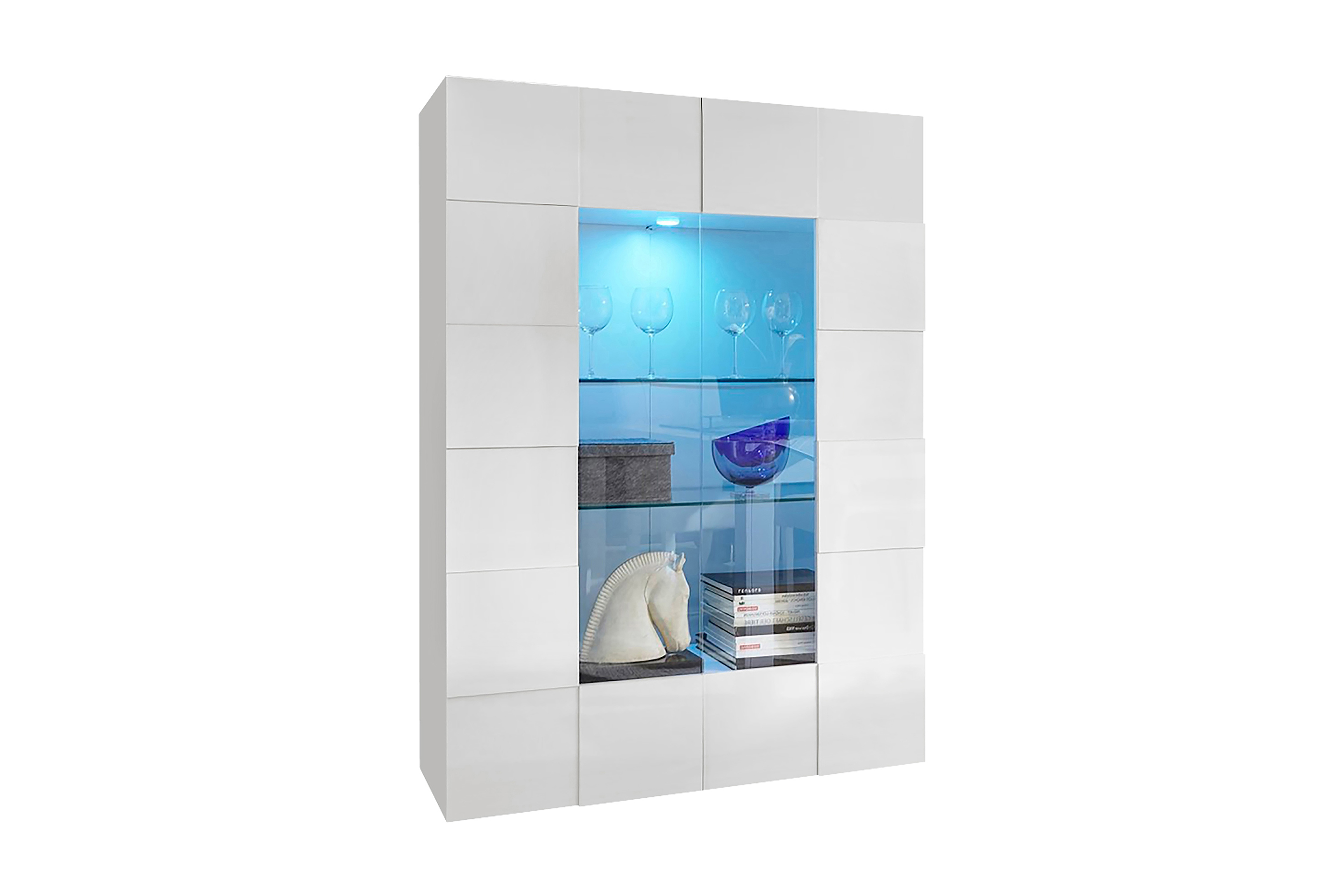 vitrinskåp tabor 121 cm - vit högglanslack