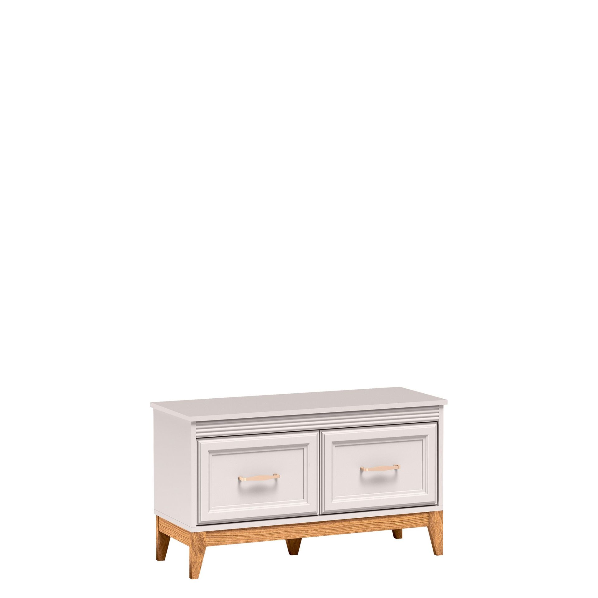 Zeylor Skoskåp 92 cm - beige med naturek och guld-kopparfärgade detaljer