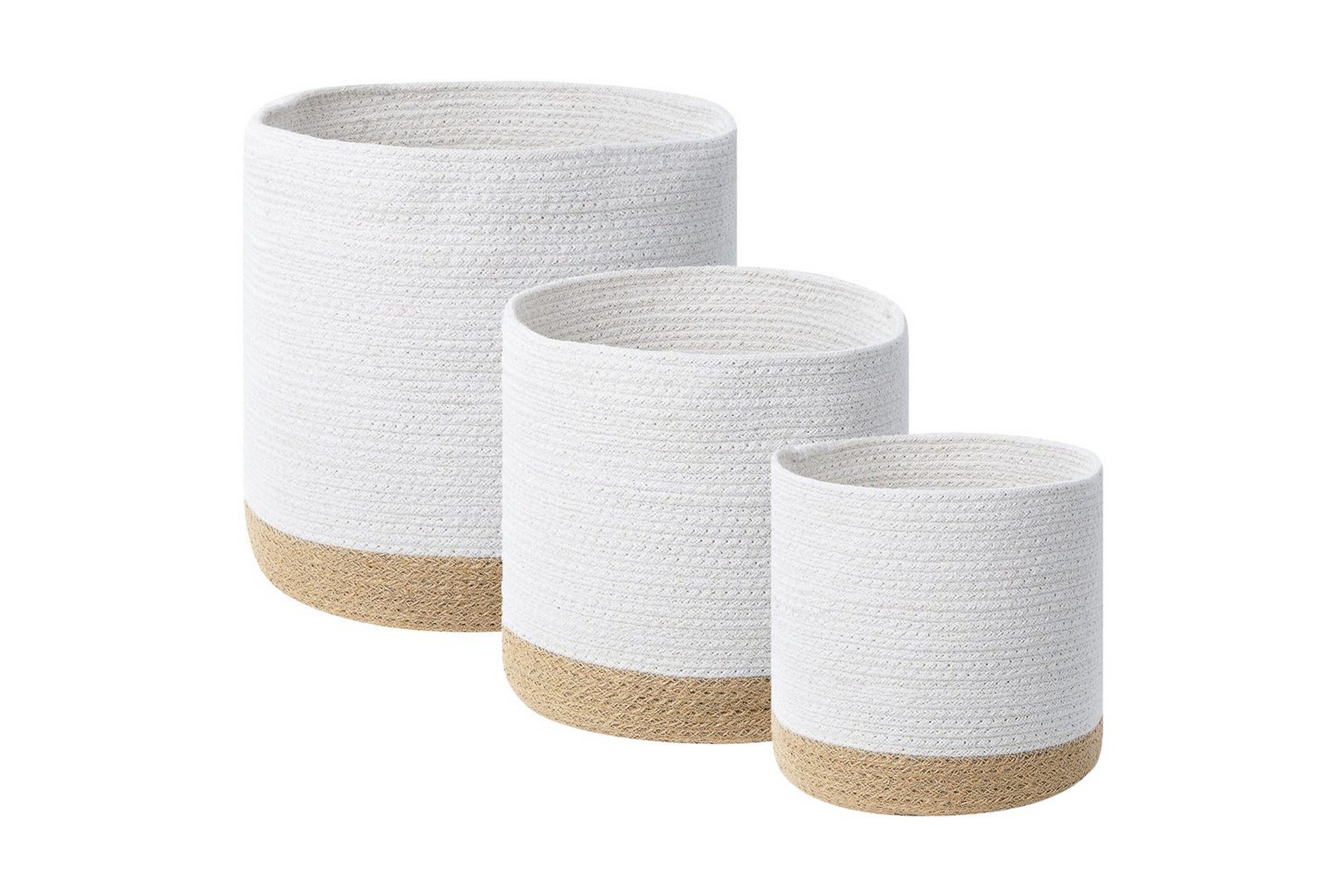 Korg Basima set om 3 Beige, vit Beige, vit