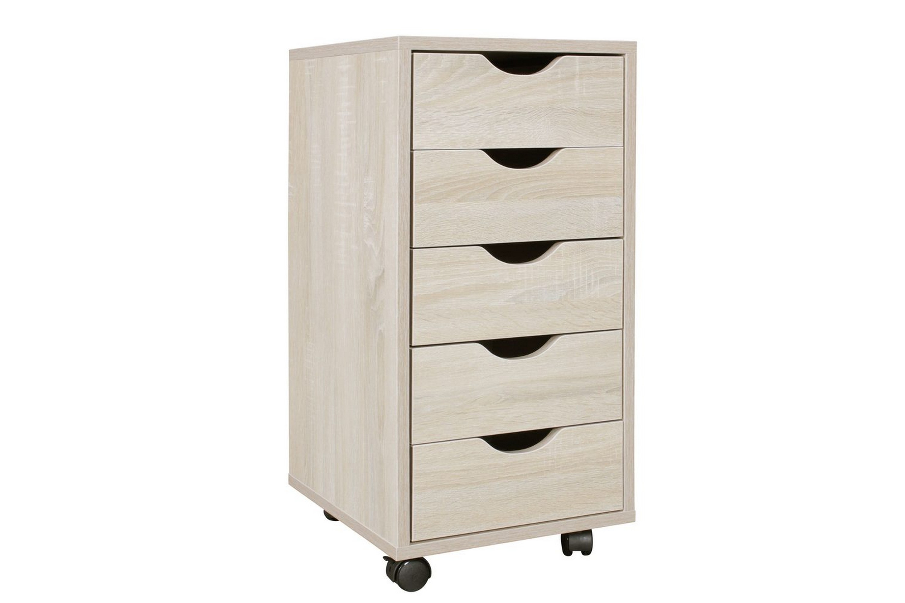 Rullkontejner Wohnling 5 lådor med folierad spånskiva och hjul, modern stil Sonoma Sonoma