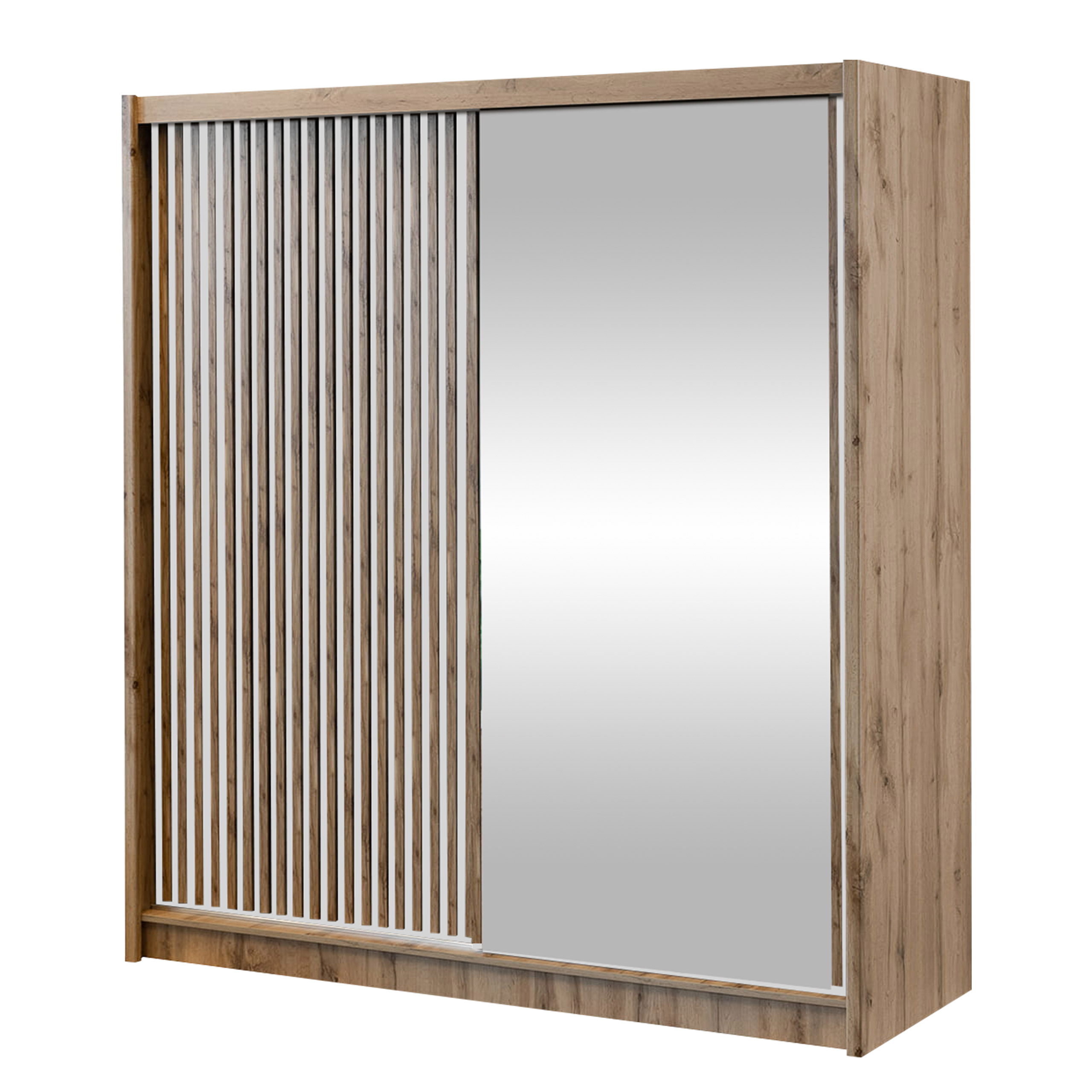 swanley garderob med spegel 203x215 cm - brun/vit