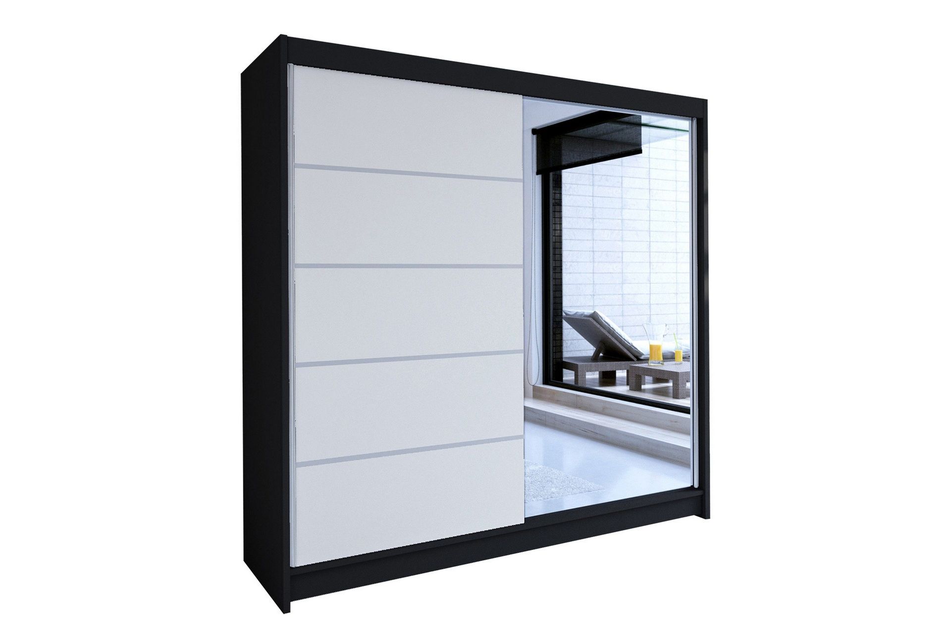 Talin Garderob 58x180 cm LED-belysning - Svart/Vit