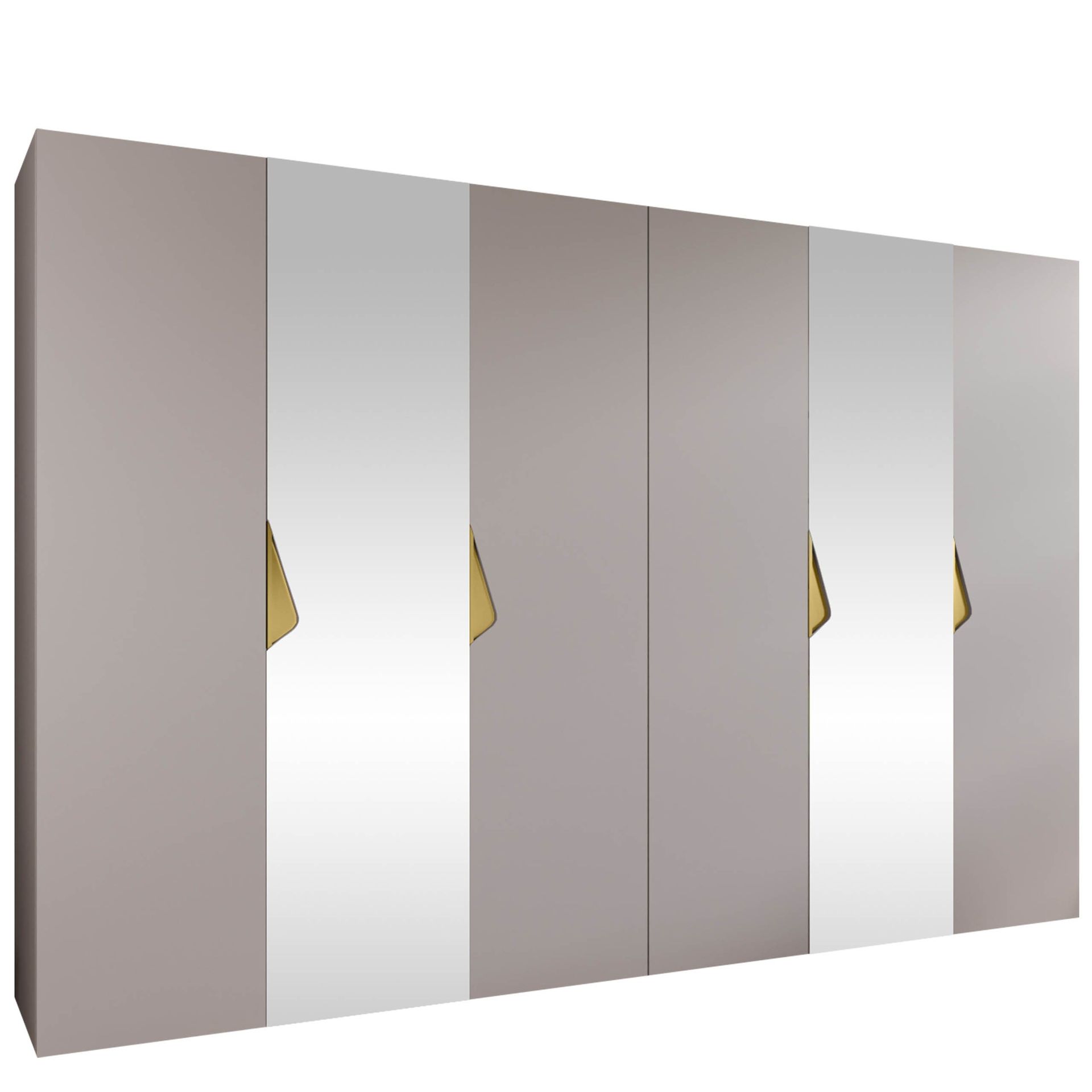 Tensa Garderob med spegel 300 cm - cashmere/guld