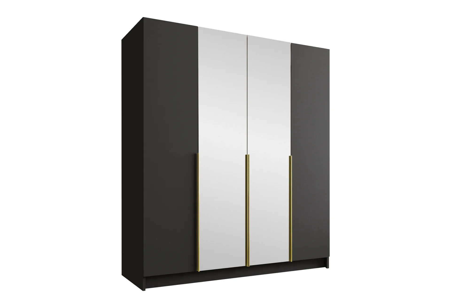 vadstena garderob med spegel 200 cm - svart/guld