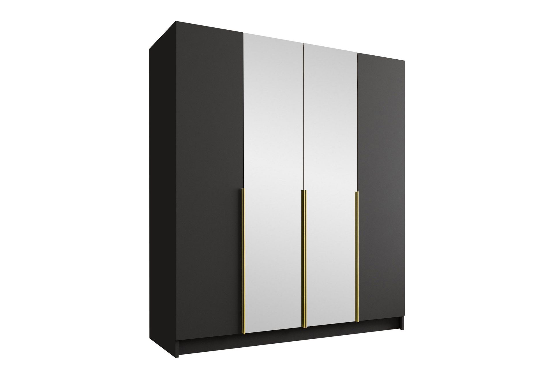 Vadstena Garderob med Spegel 200 cm - Svart/Guld