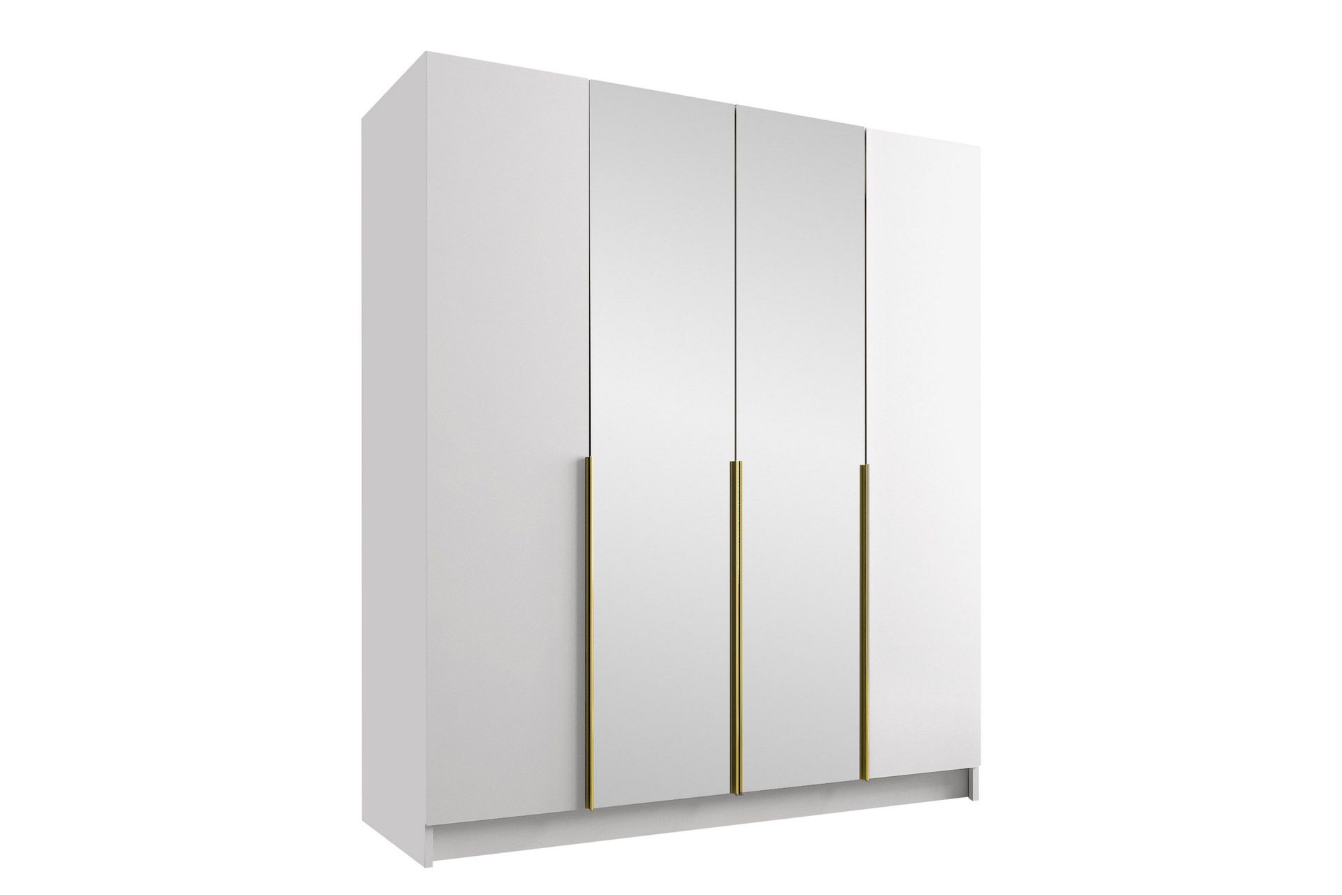 Vadstena Garderob med Spegel 200 cm - Vit/Guld