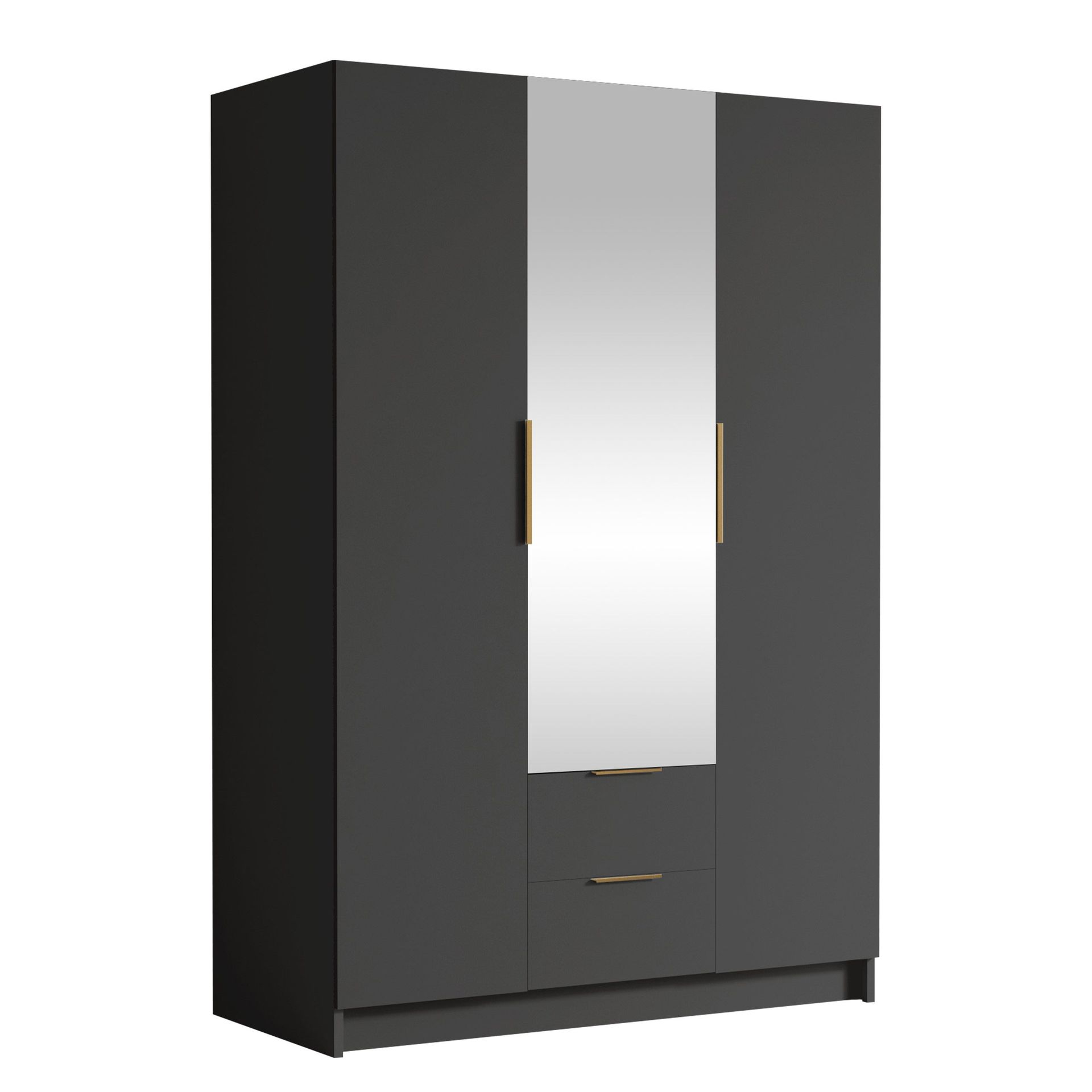 Varros Garderob med Spegel 150x216 cm - Svart