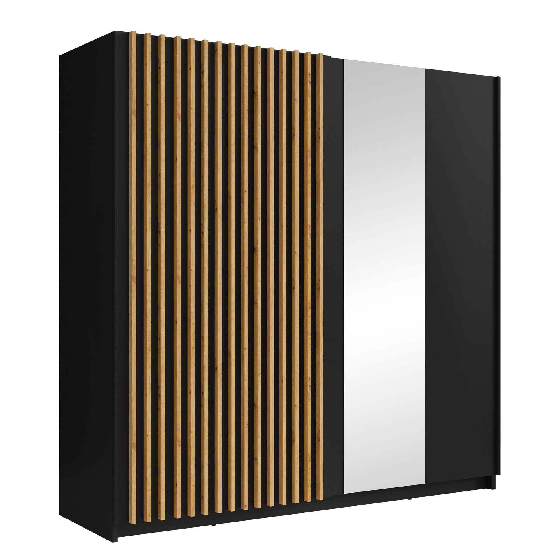 Veylan Garderob med spegel 201x199 cm - svart