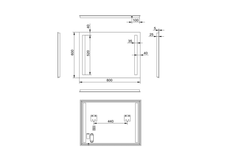 Allejaure Badrumsspegel 80x60 cm LED-belysning - Inredning - Badrumsinredning - Badrumsspegel
