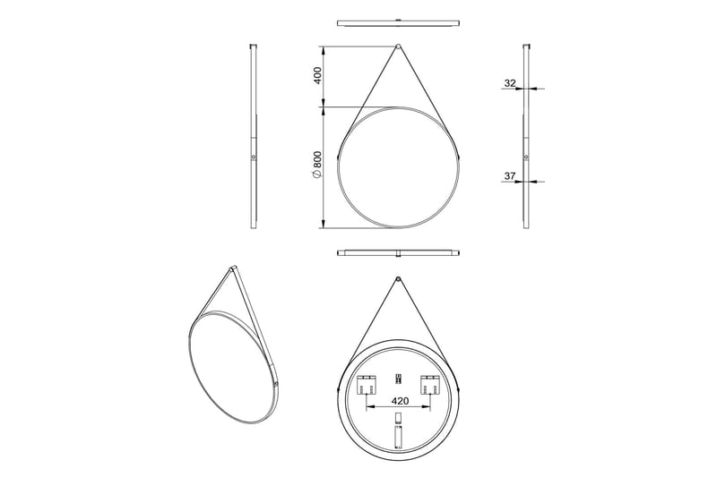 Allejaure Spegel 80 cm Rund - Svart - Inredning - Badrumsinredning - Badrumsspegel