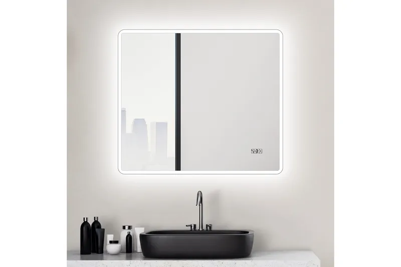 Aspsele Badrumsspegel 80x70 cm LED-belysning