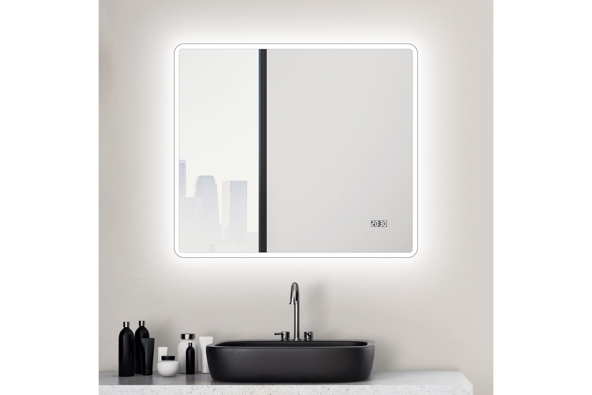 Aspsele Badrumsspegel 80x70 cm LED-belysning -