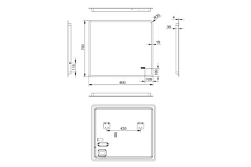 Aspsele Badrumsspegel 80x70 cm LED-belysning - Inredning - Badrumsinredning - Badrumsspegel