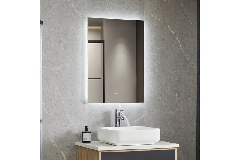 Badrumsspegel 60x80cm med LED-belysning och anti-fog - Lyfco - Inredning - Badrumsinredning - Badrumsspegel