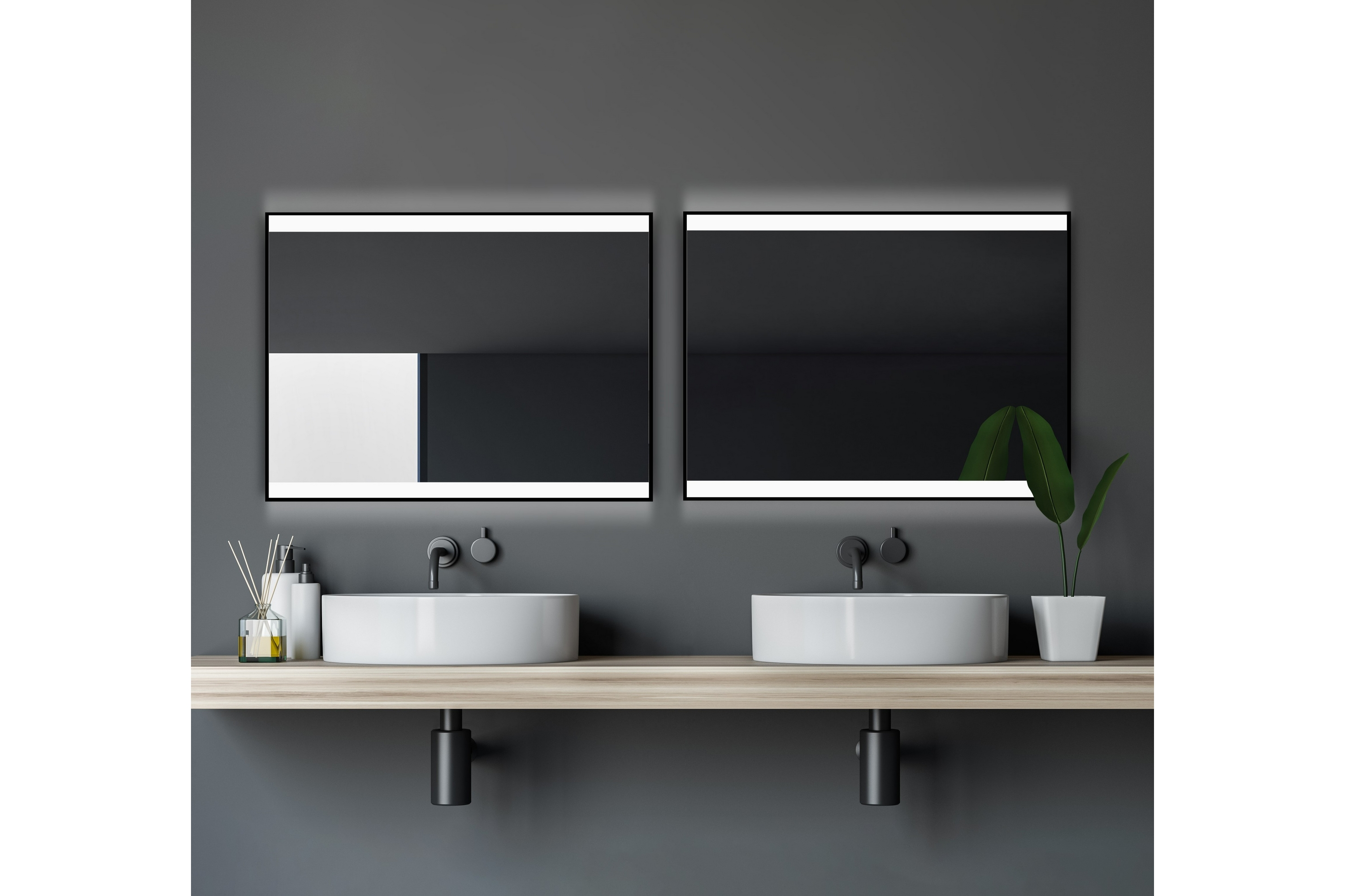 Badrumsspegel Almunge 60 cm LED-belysning Svart