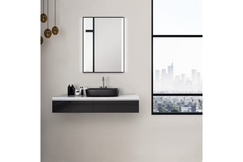 Badrumsspegel Almunge 60 cm LED-belysning - Svart - Inredning - Badrumsinredning - Badrumsspegel