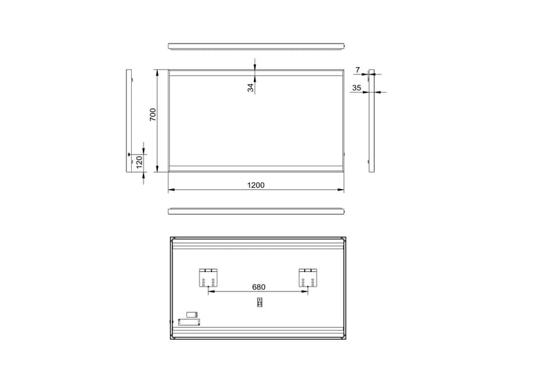 Badrumsspegel Almunge 70 cm LED-belysning - Svart - Inredning - Badrumsinredning - Badrumsspegel