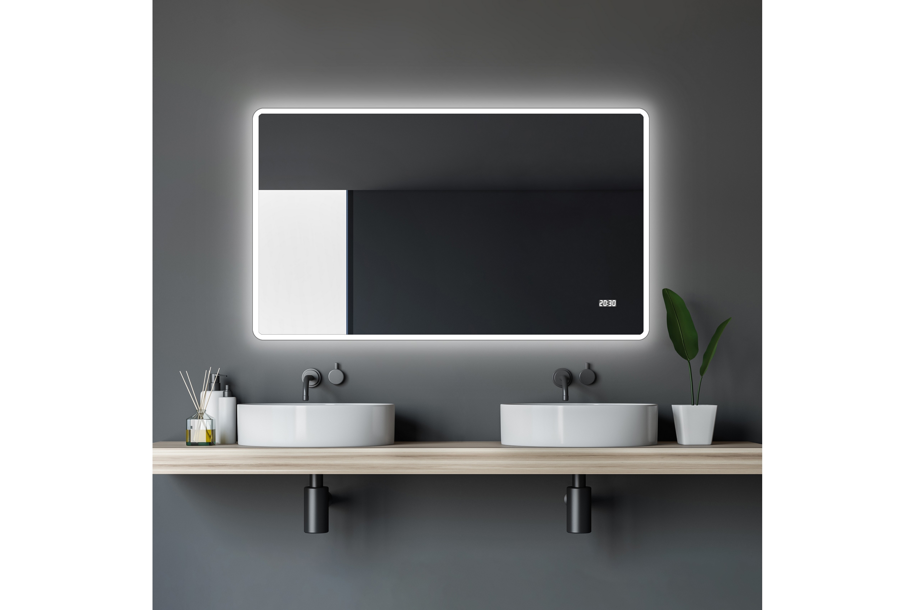 Badrumsspegel Elsabo 70 cm LED-belysning