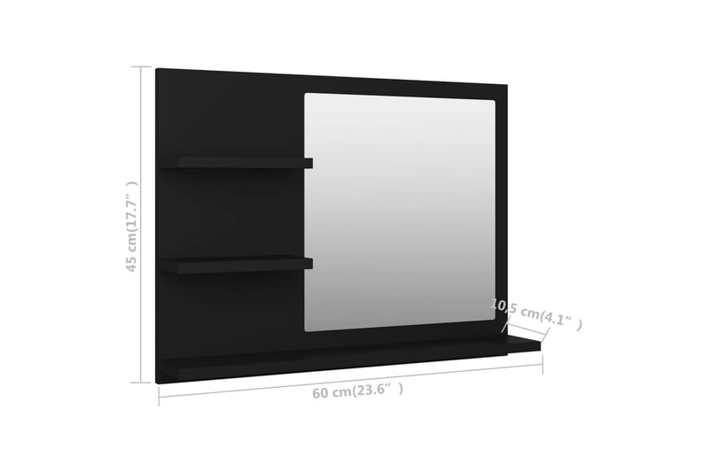 Badrumsspegel svart 60x10,5x45 cm spånskiva - Svart - Spegel - Badrumsspegel