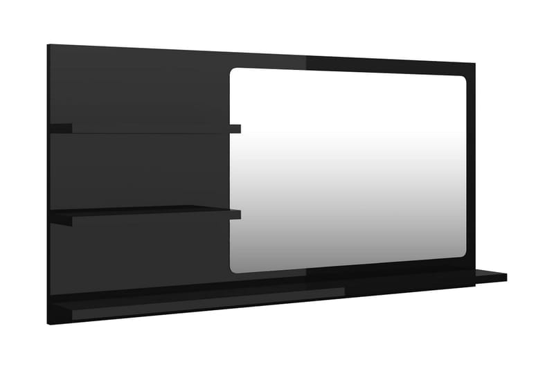 Badrumsspegel svart högglans 90x10,5x45 cm spånskiva - Svart - Spegel - Badrumsspegel