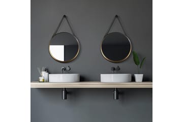 Djupqvior Spegel 55x55 cm Rund - Svart/Guld - Inredning - Badrumsinredning - Badrumsspegel