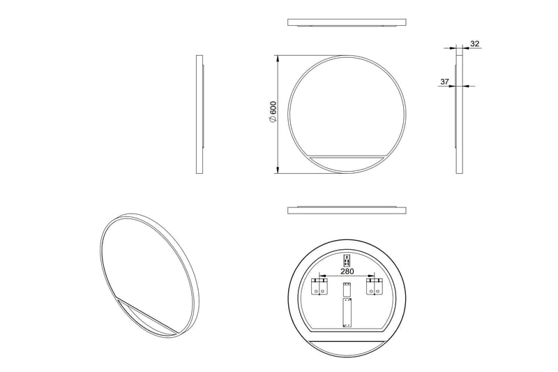 Gottsätter Spegel 60 cm Rund - Svart - Inredning - Badrumsinredning - Badrumsspegel