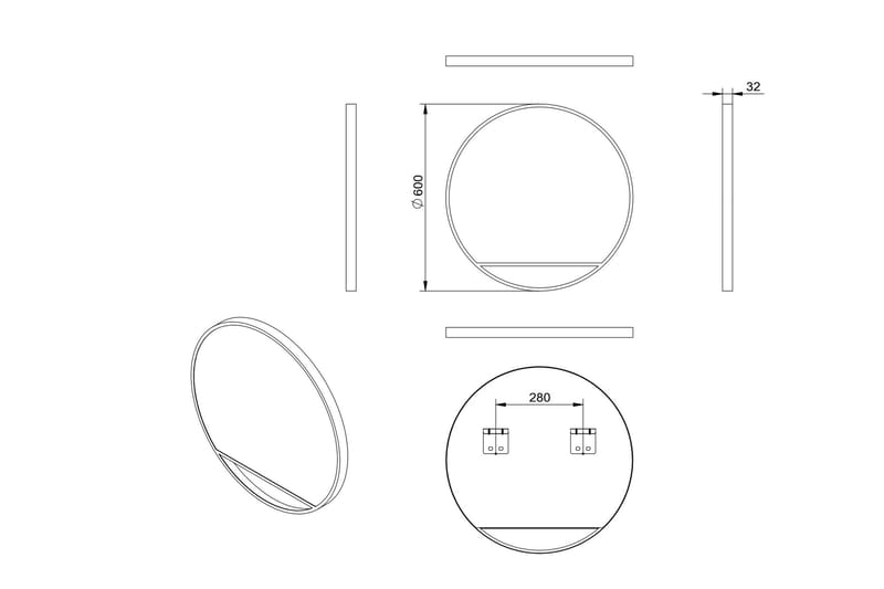 Gottsätter Spegel 60 cm Rund - Svart - Inredning - Badrumsinredning - Badrumsspegel