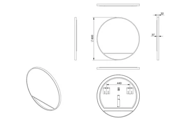 Gottsätter Spegel 80 cm Rund - Svart - Inredning - Badrumsinredning - Badrumsspegel