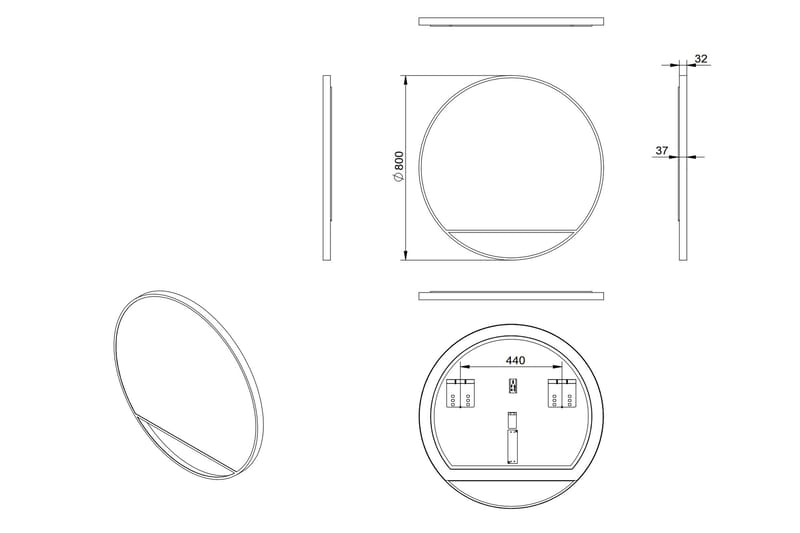 Gottsätter Spegel 80 cm Rund - Svart - Inredning - Badrumsinredning - Badrumsspegel