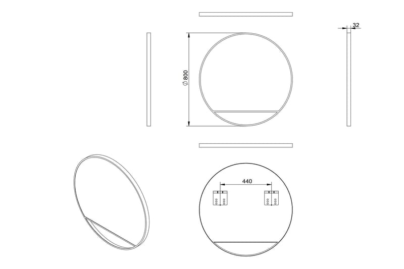 Gottsätter Spegel 80 cm Rund - Svart - Inredning - Badrumsinredning - Badrumsspegel