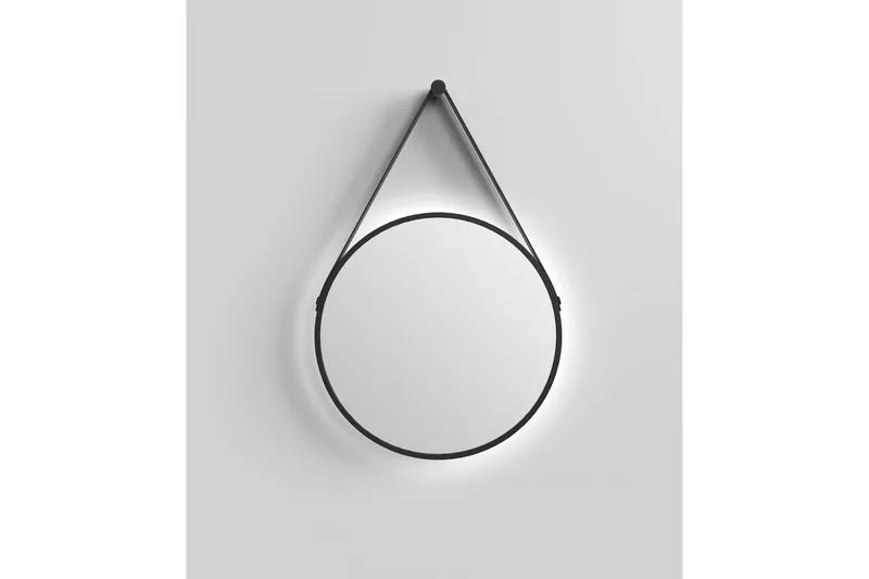 Knutby Spegel 50x50 cm Rund LED-belysning - Svart - Inredning - Badrumsinredning - Badrumsspegel