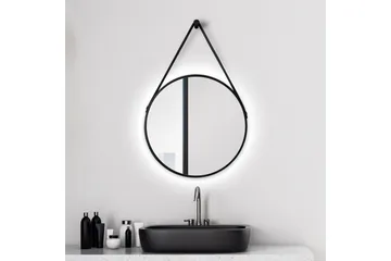 Knutby Spegel 50x50 cm Rund LED-belysning - Svart - Inredning - Badrumsinredning - Badrumsspegel