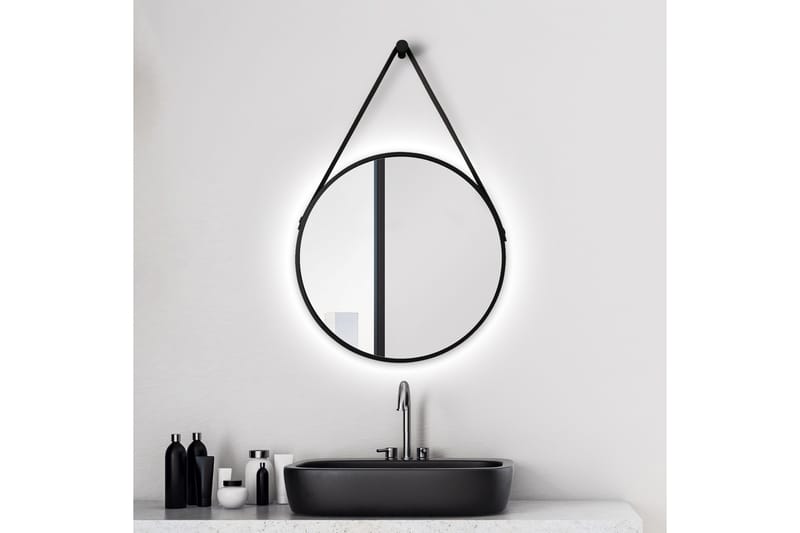 Knutby Spegel 50x50 cm Rund LED-belysning - Svart - Inredning - Badrumsinredning - Badrumsspegel