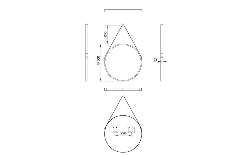 Knutby Spegel 50x50 cm Rund - Svart - Inredning - Badrumsinredning - Badrumsspegel
