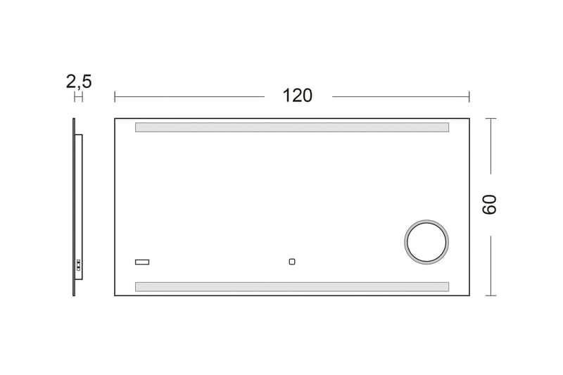Kolerud Badrumsspegel 60 cm LED-belysning - Inredning - Badrumsinredning - Badrumsspegel