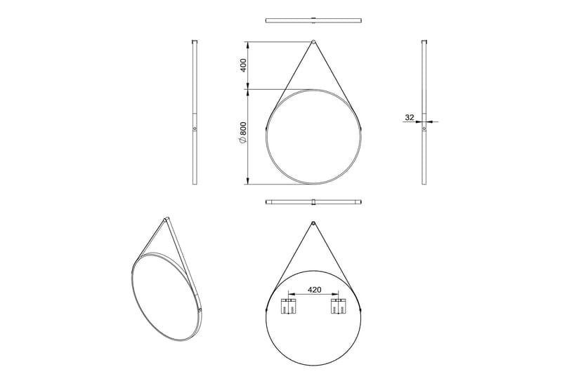 Nävesta Spegel 80 cm Rund - Vit - Inredning - Badrumsinredning - Badrumsspegel