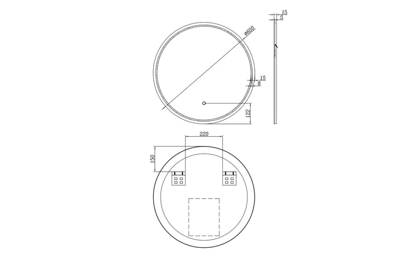 Norrbyn Väggspegel 60 cm - Inredning - Badrumsinredning - Badrumsspegel