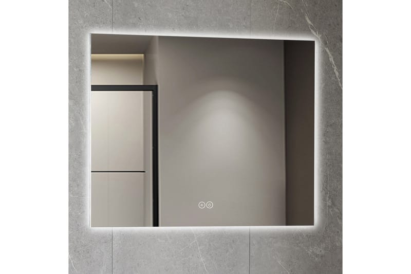 Rektangulär badrumsspegel med LED-belysning 100x80 cm Vit - Lyfco - Badrumsspegel med belysning - Spegel - Badrumsspegel