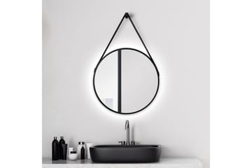 Spegel Almunge 50 cm Rund LED-belysning - Svart - Inredning - Badrumsinredning - Badrumsspegel