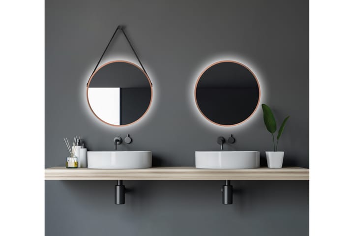 Spegel Delaryd 50 cm - Koppar - Badrumsspegel med belysning - Badrumsspegel - Spegel