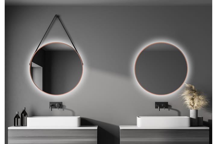 Spegel Delaryd 80 cm - Koppar - Badrumsspegel med belysning - Badrumsspegel - Spegel
