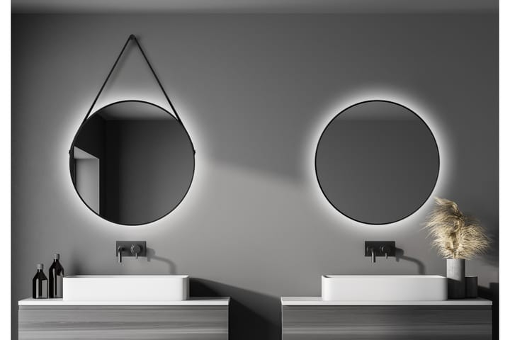 Spegel Delaryd 80 cm - Svart - Badrumsspegel med belysning - Badrumsspegel - Spegel
