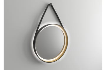 Spegel Eskildstorp 55 cm Rund LED-belysning - Svart|Guld - Inredning - Badrumsinredning - Badrumsspegel